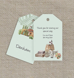 Wedding Map 'Luggage Tag' Place Cards