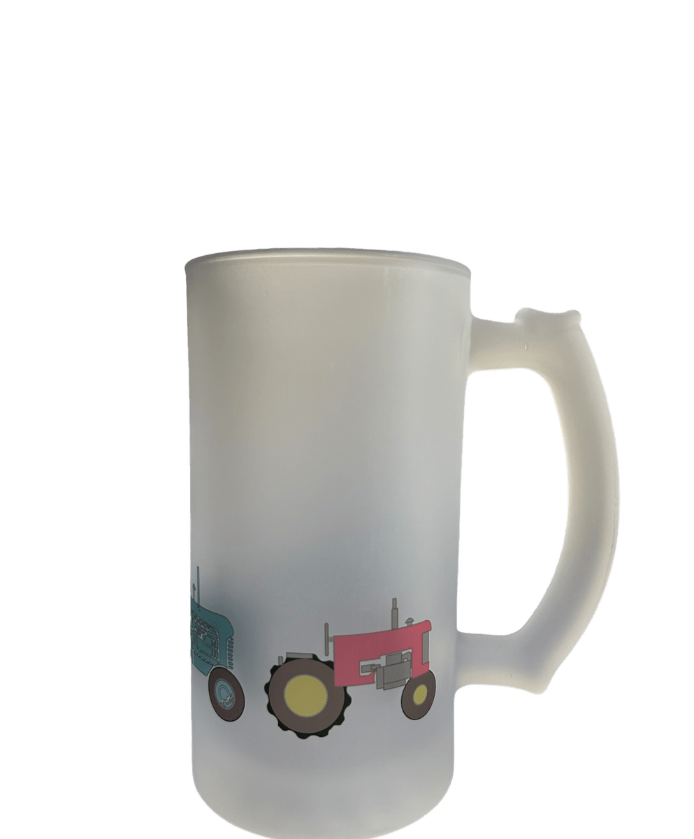 Weekday Wheels Tractor Frosted Beer Stein - Mustard and Gray Ltd