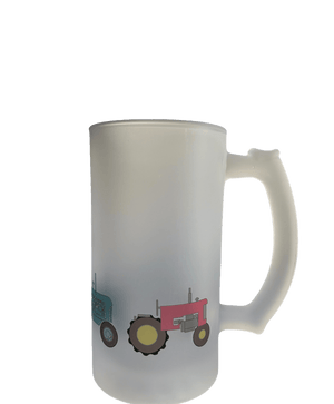 Weekday Wheels Tractor Frosted Beer Stein - Mustard and Gray Ltd