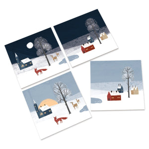 Winter Fox Ceramic Coasters - Mustard and Gray Ltd