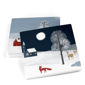 Winter Fox Ceramic Coasters - Mustard and Gray Ltd