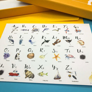 ABC Sealife Notecard Set - Mustard and Gray Ltd