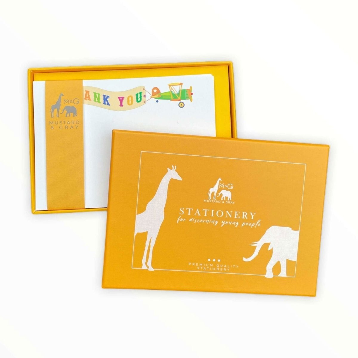 Aeroplanes Thank You Notecard Set - Mustard and Gray Ltd