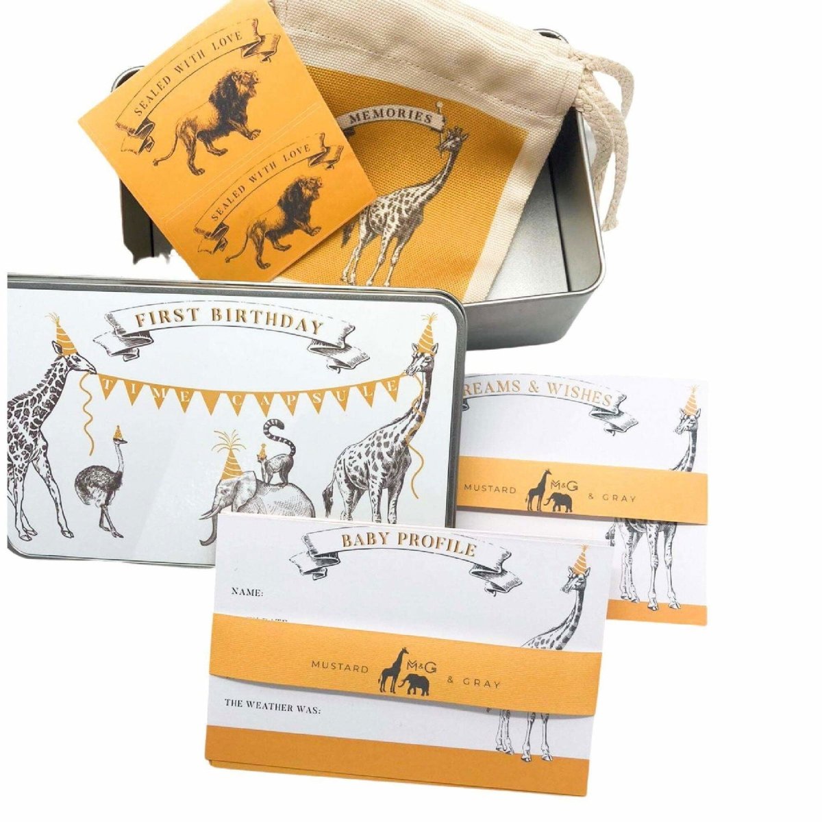 Animal Parade First Birthday Time Capsule - Mustard and Gray Ltd