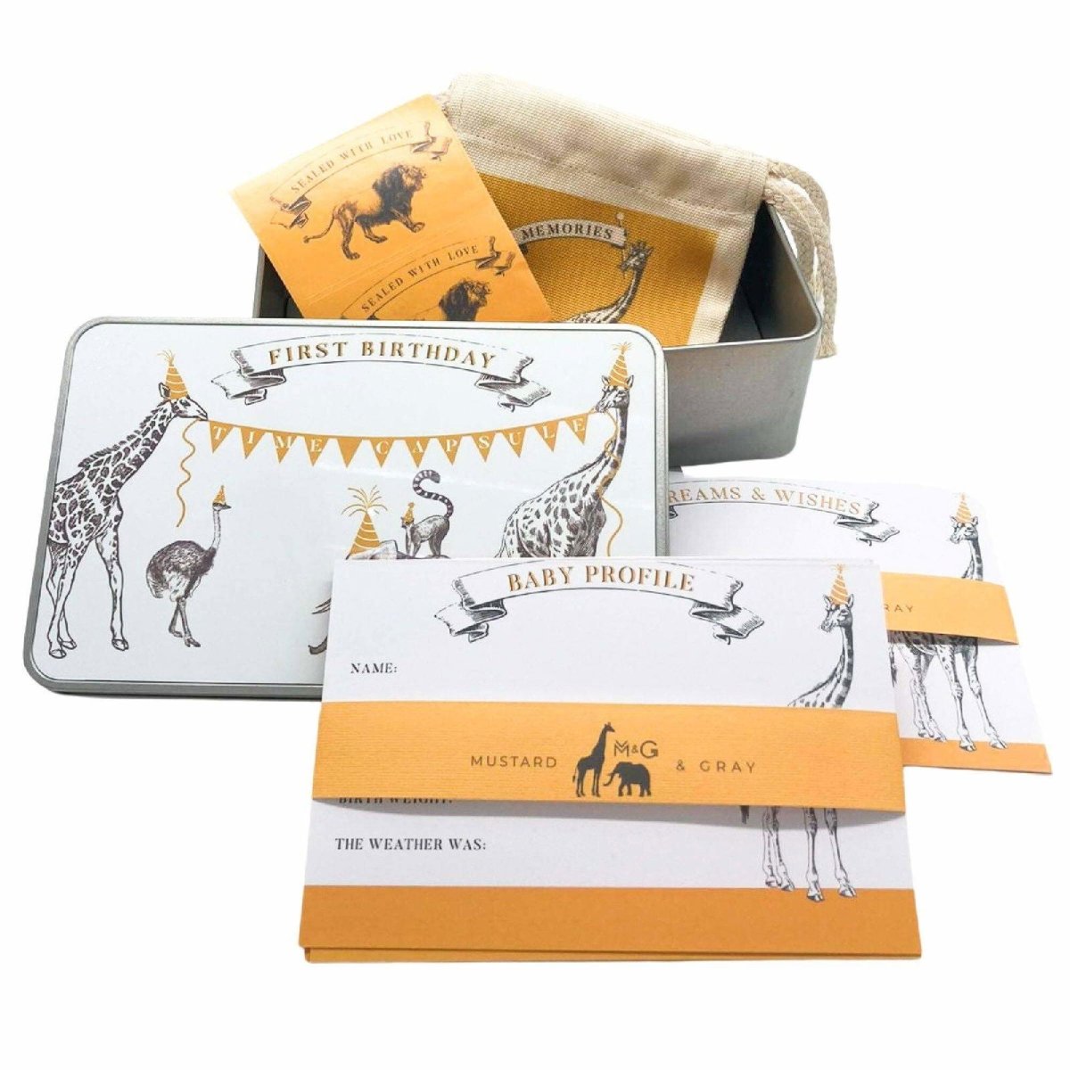 Animal Parade First Birthday Time Capsule - Mustard and Gray Ltd