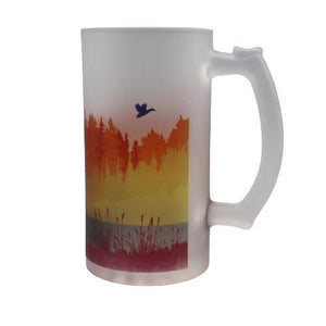 Autumn Fly Fishing Frosted Beer Stein - Mustard and Gray Ltd