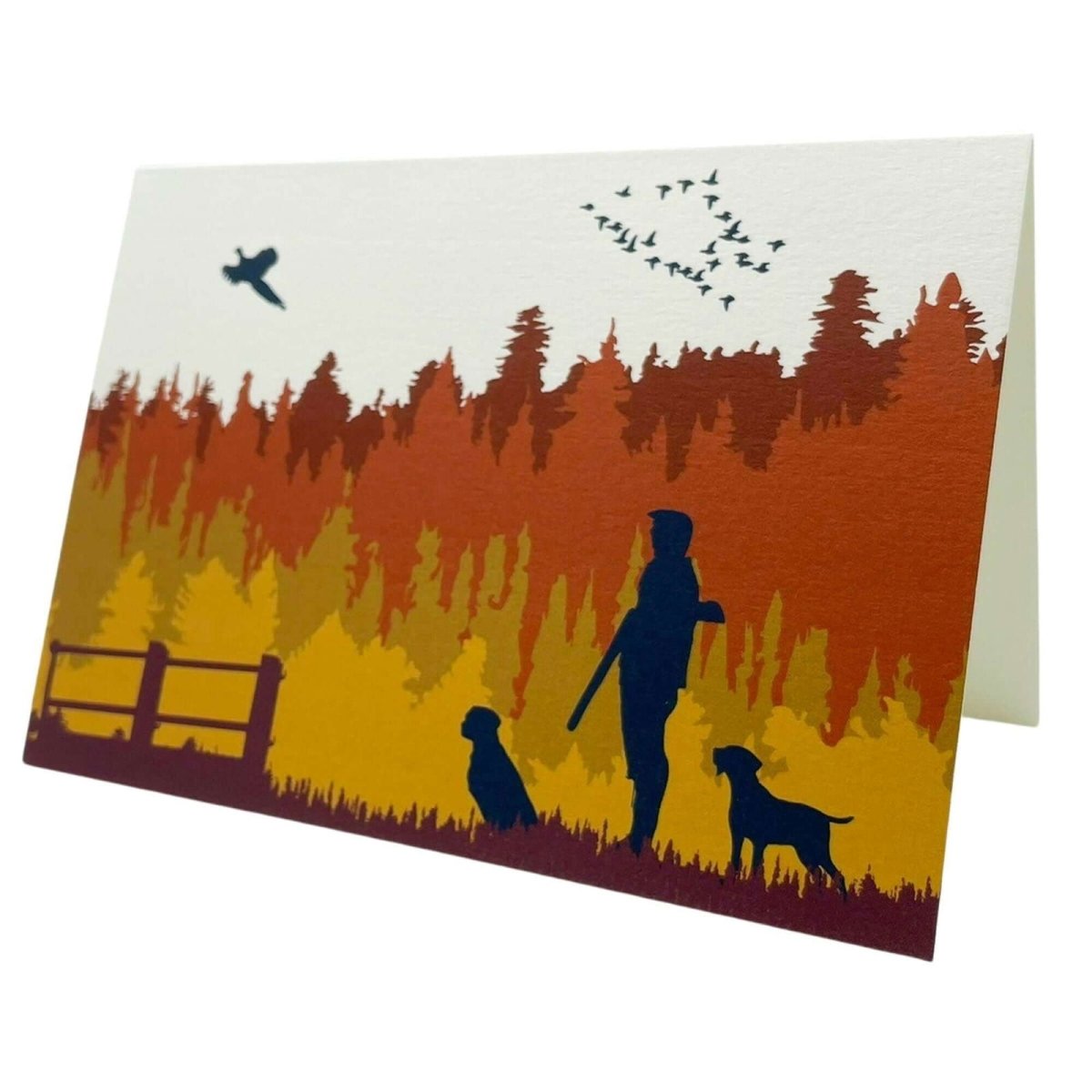 Autumn Shoot Greetings Card with Lined Envelope - Mustard and Gray Ltd