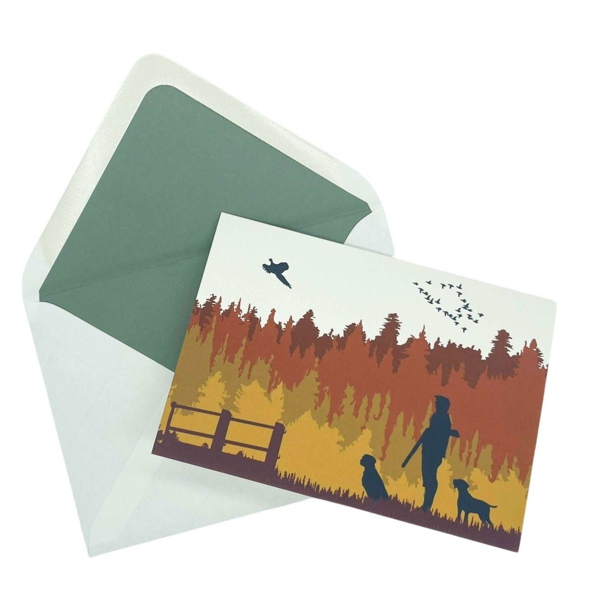 Autumn Shoot Greetings Card with Lined Envelope - Mustard and Gray Ltd