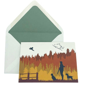 Autumn Shoot Greetings Card with Lined Envelope - Mustard and Gray Ltd