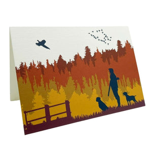 Autumn Shoot Greetings Card with Lined Envelope - Mustard and Gray Ltd