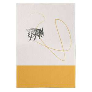 Bee Swirl Tea Towel - Mustard and Gray Ltd