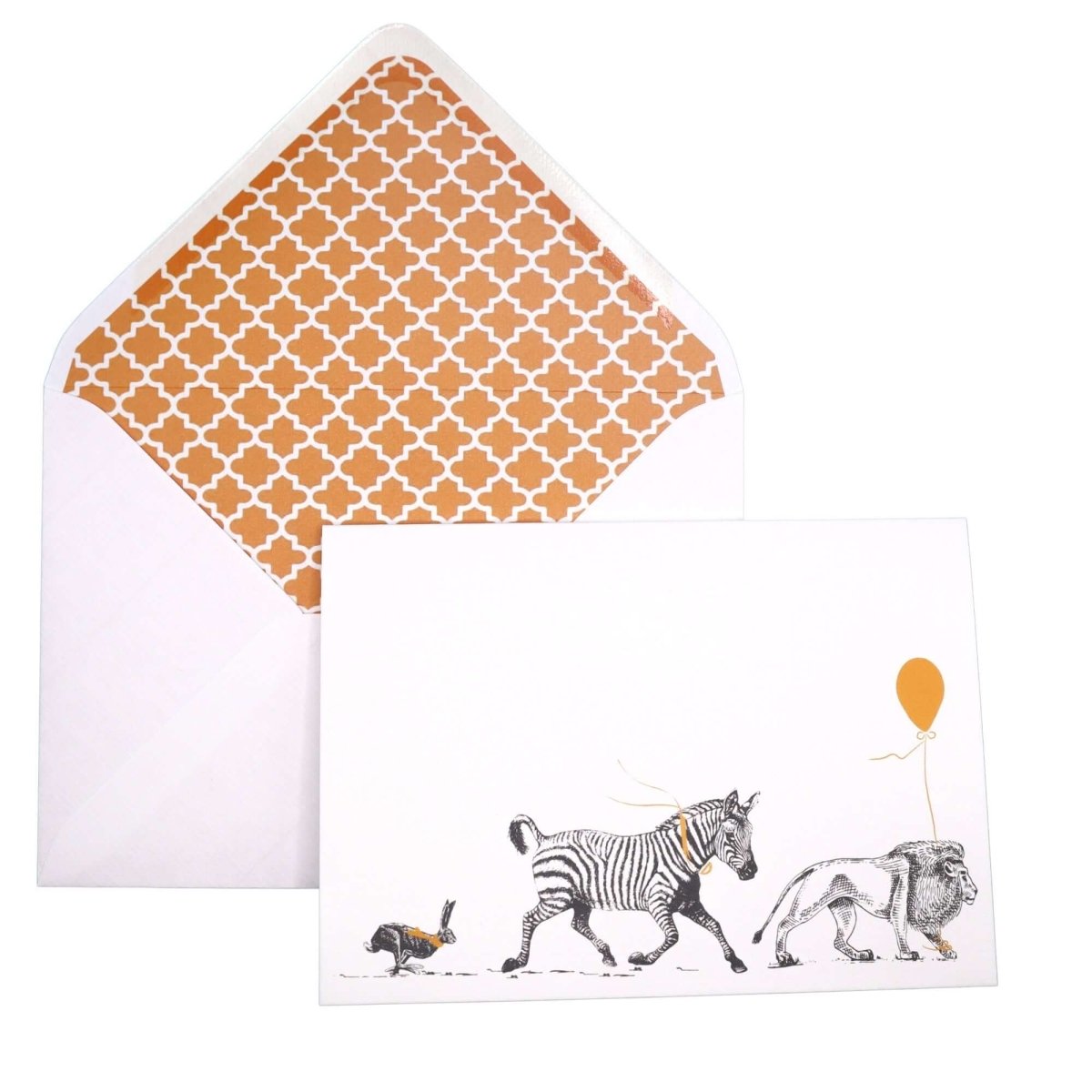 Birthday Parade "The Lion, the Zebra and the Hare" Birthday Card - Mustard and Gray Ltd