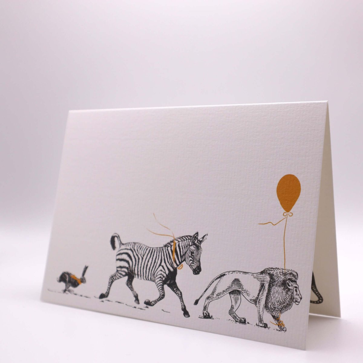 Birthday Parade "The Lion, the Zebra and the Hare" Birthday Card - Mustard and Gray Ltd