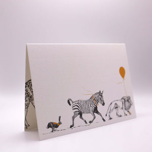 Birthday Parade "The Lion, the Zebra and the Hare" Birthday Card - Mustard and Gray Ltd