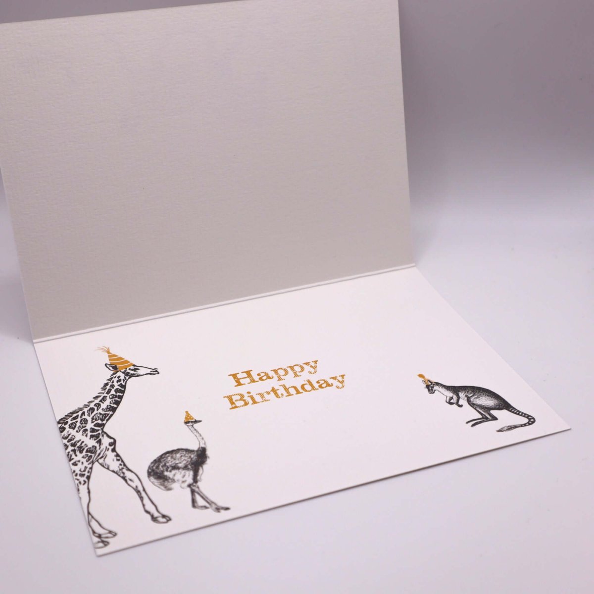 Birthday Parade "The Lion, the Zebra and the Hare" Birthday Card - Mustard and Gray Ltd