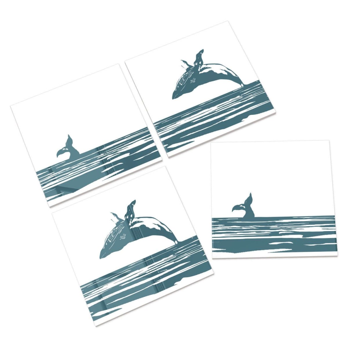 Breaching Whale Ceramic Coasters - Mustard and Gray Ltd