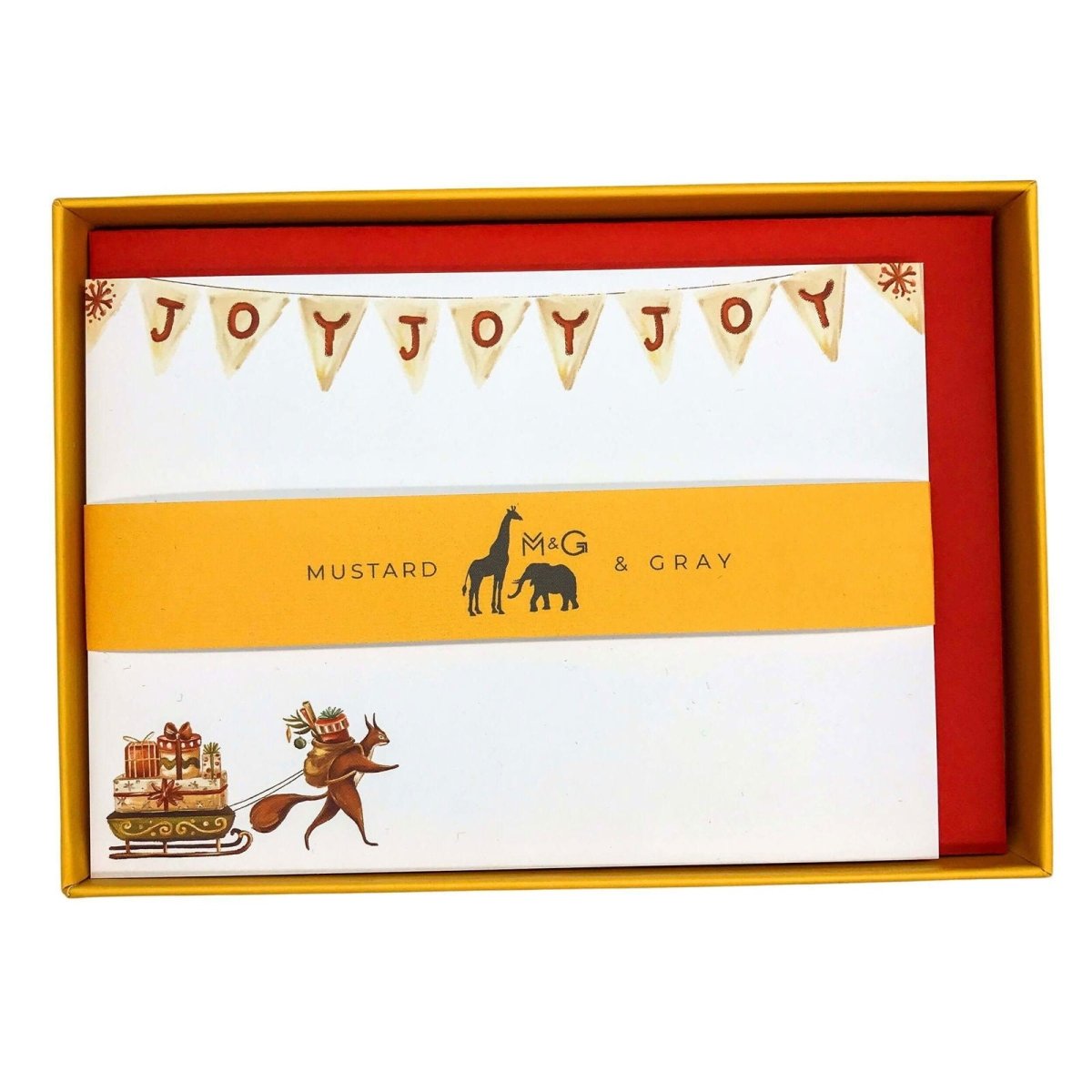 Christmas Squirrels Thank You Notecard Set - Mustard and Gray Ltd