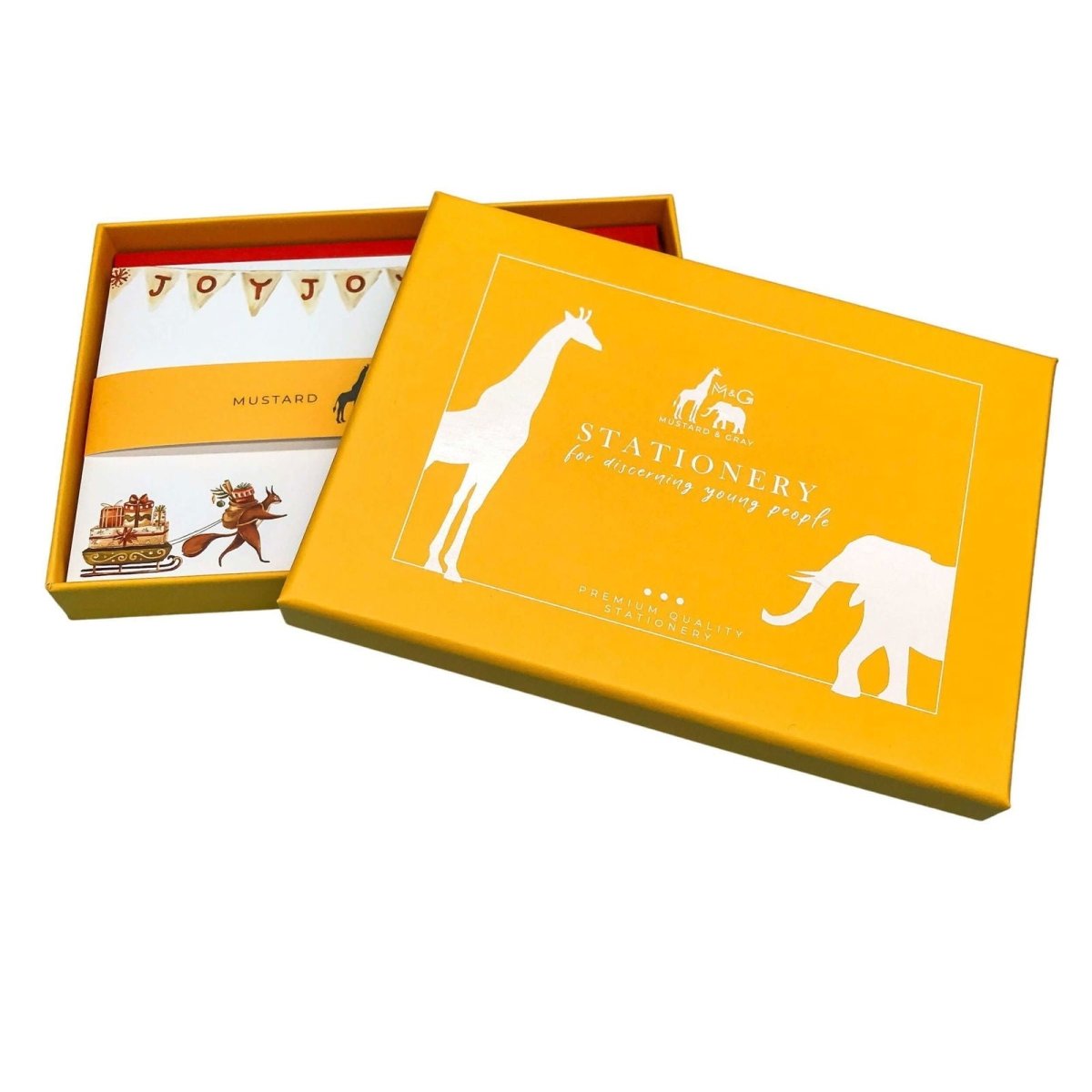 Christmas Squirrels Thank You Notecard Set - Mustard and Gray Ltd