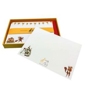 Christmas Squirrels Thank You Notecard Set - Mustard and Gray Ltd