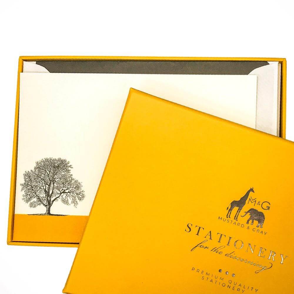 Condover Headlands Notecard Set with Lined Envelopes - Mustard and Gray Ltd