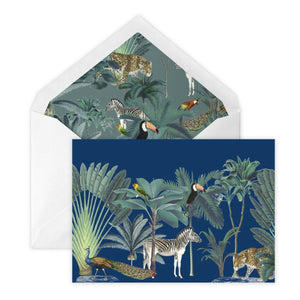 Darwin's Menagerie Navy Greetings Card - Mustard and Gray Ltd