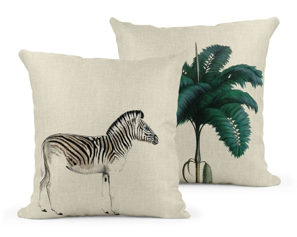 Darwin's Menagerie Placid Zebra Cushion - Mustard and Gray Ltd