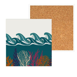 Deep Blue Sea Ceramic Coasters - Mustard and Gray Ltd