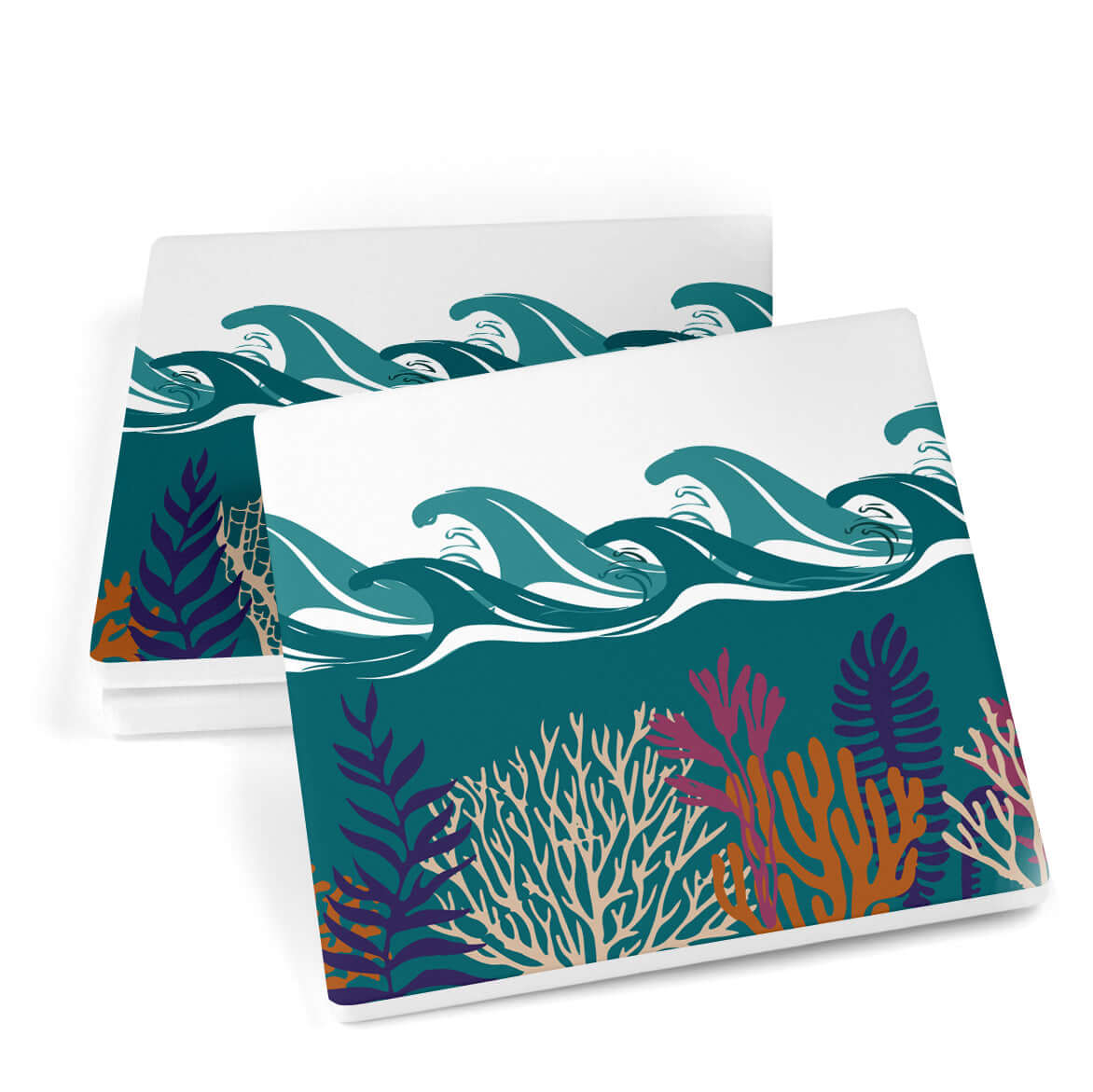 Deep Blue Sea Ceramic Coasters - Mustard and Gray Ltd