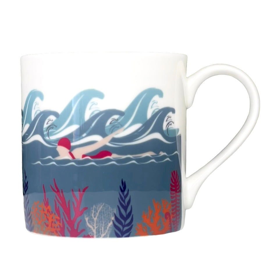 Deep Blue Sea Wild Swimming Mug - Mustard and Gray Ltd