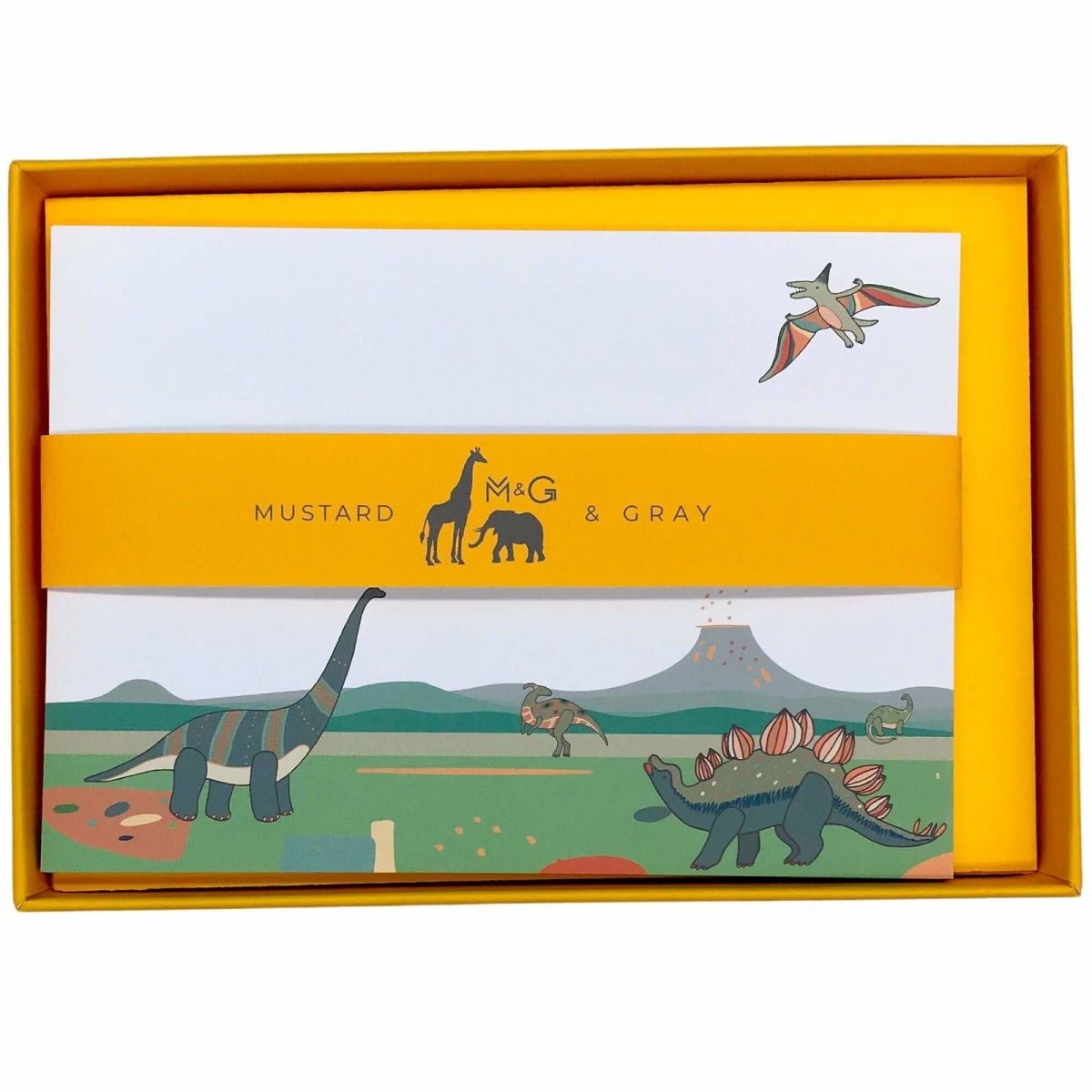 Dinosaur Notecard Set - Mustard and Gray Ltd