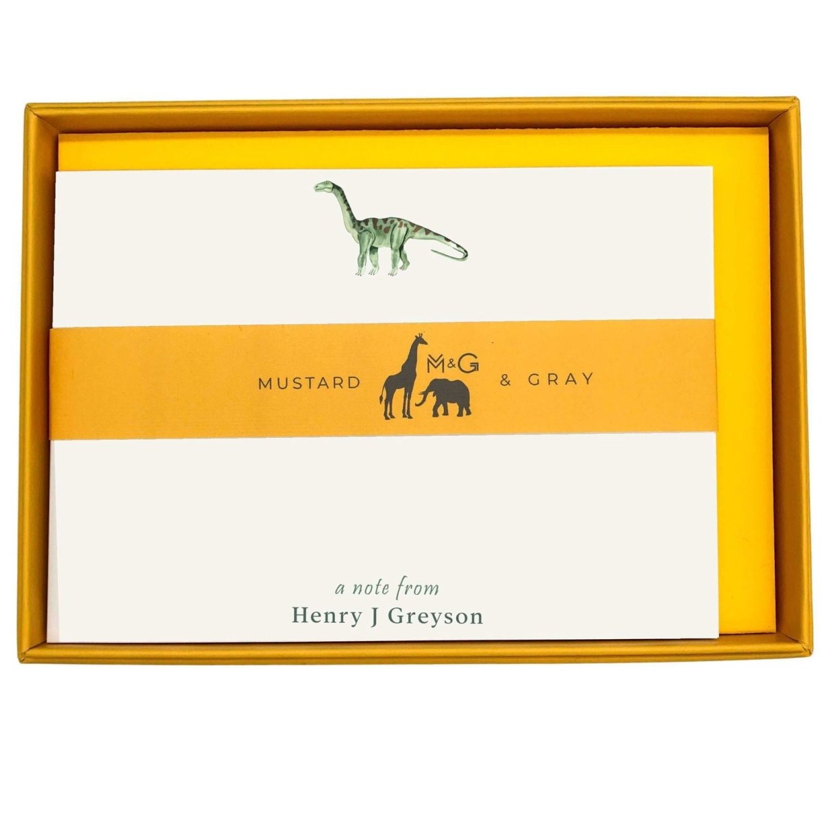 Dinosaur Personalised Notecards - Mustard and Gray Ltd