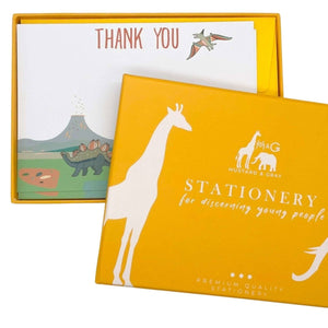 Dinosaur Thank You Notecard Set - Mustard and Gray Ltd