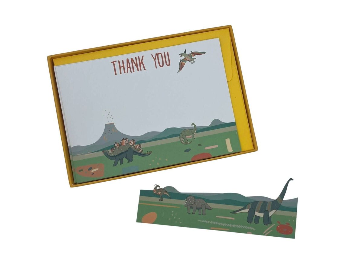 Dinosaur Thank You Notecard Set - Mustard and Gray Ltd