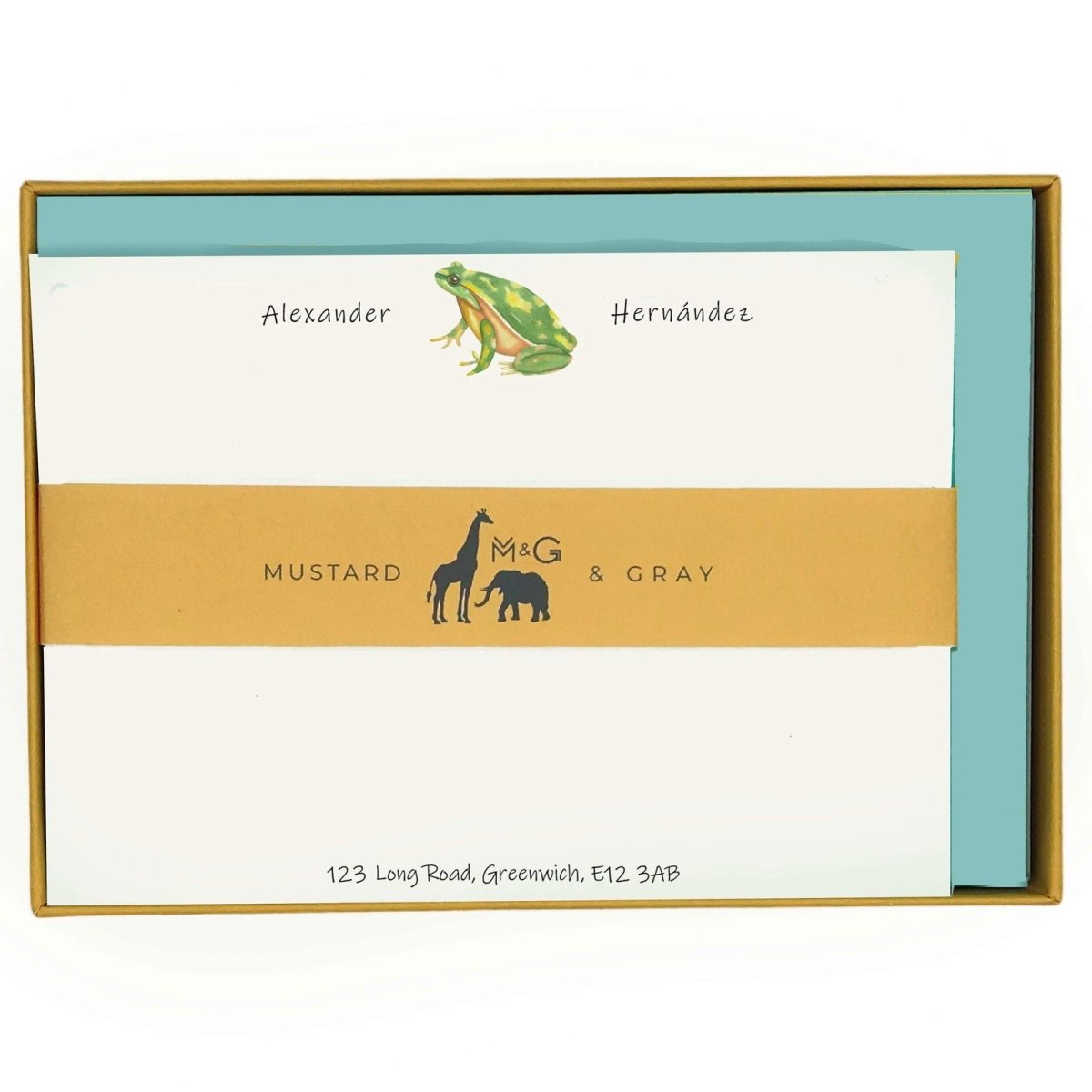 Frog Personalised Notecards - Mustard and Gray Ltd