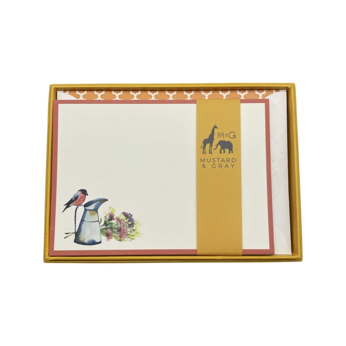 Gardener's Friends Notecard Set with Lined Envelopes - Mustard and Gray Ltd