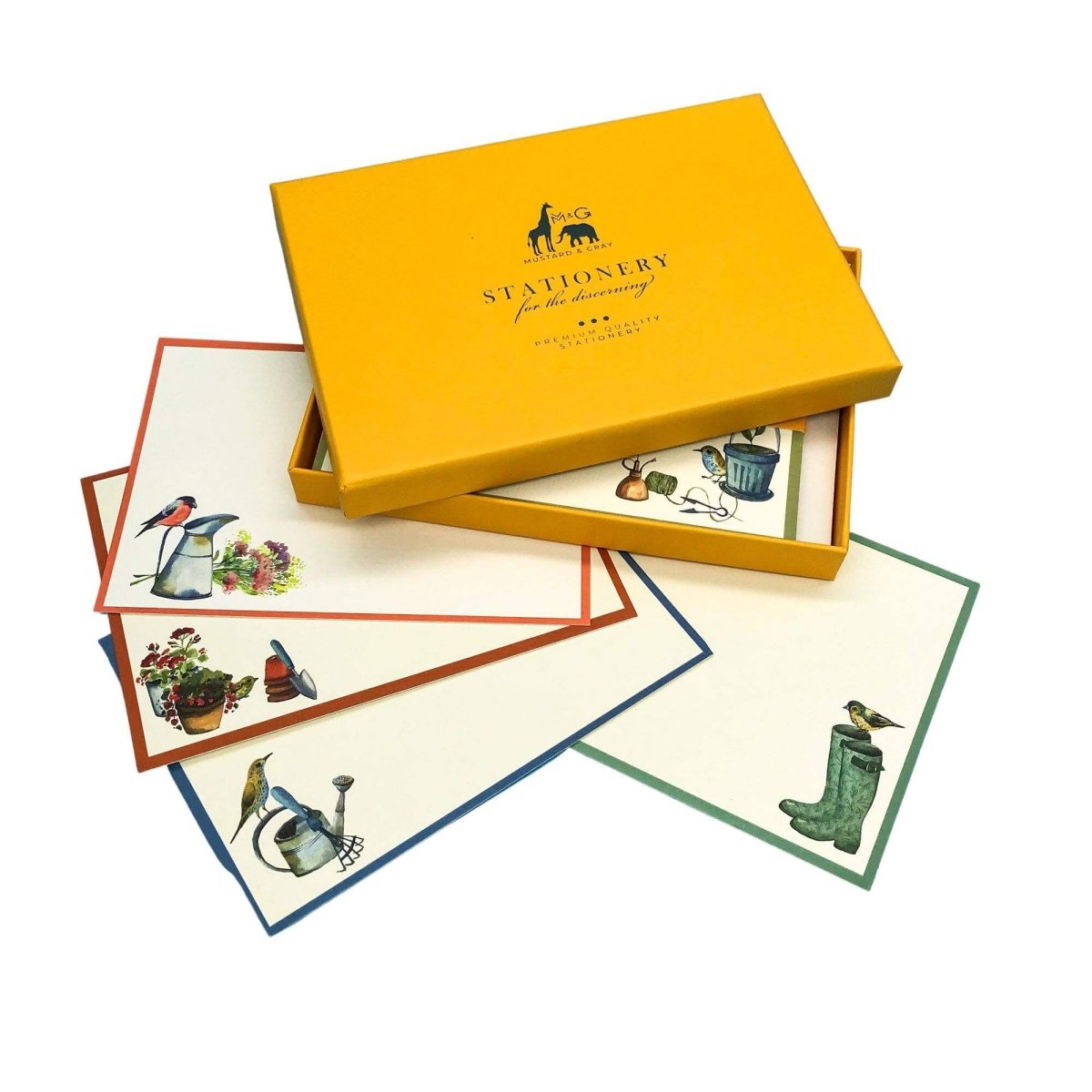 Gardener's Friends Notecard Set with Lined Envelopes - Mustard and Gray Ltd