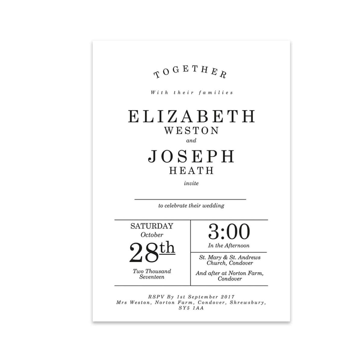 Gatsby Grand Wedding Invitations - Mustard and Gray Ltd