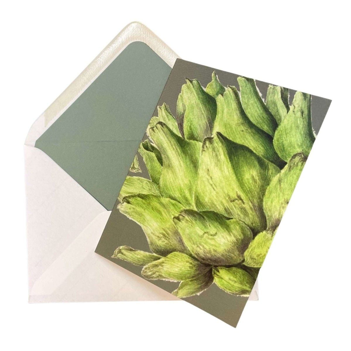 Globe Artichoke Blank Greetings Card - Mustard and Gray Ltd