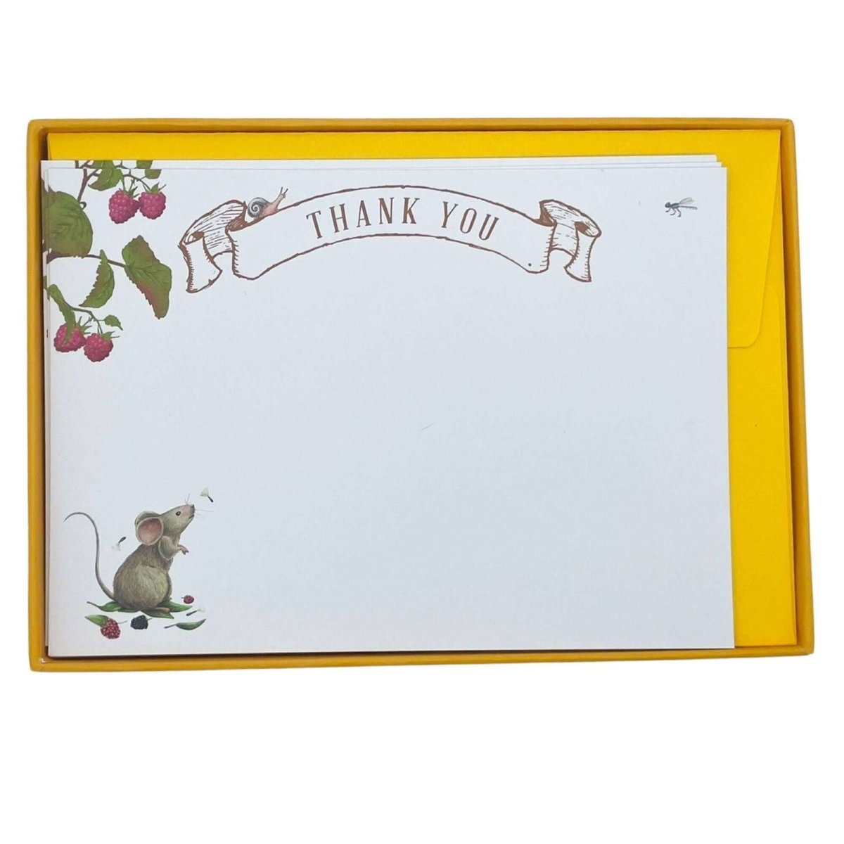 Harvest Mouse Nature Thank You Notecard Set - Mustard and Gray Ltd