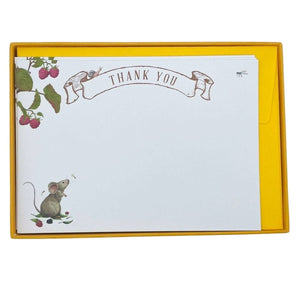 Harvest Mouse Nature Thank You Notecard Set - Mustard and Gray Ltd