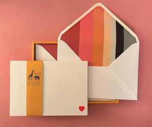 Heart Notecard Set with Lined Envelopes - Mustard and Gray Ltd