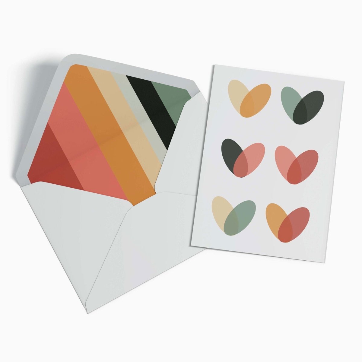 Hearts Greetings Card - Mustard and Gray Ltd