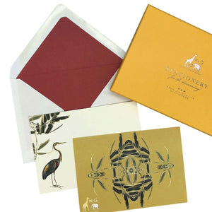 Heron Notecard Set with Lined Envelopes - Mustard and Gray Ltd