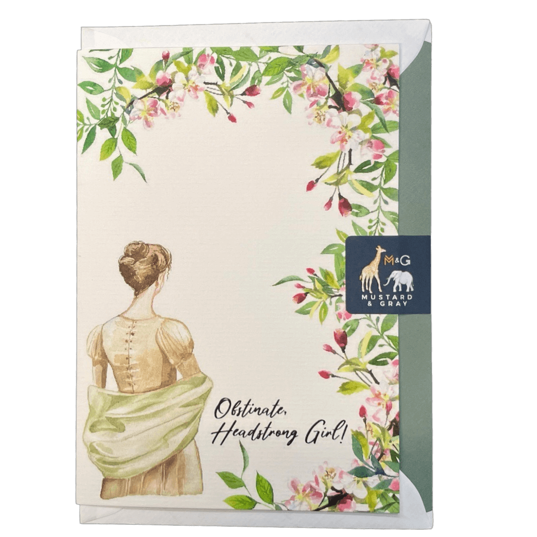 Jane Auten "Obstinate Headstrong Girl!" Greetings Card - Mustard and Gray Ltd