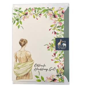 Jane Auten "Obstinate Headstrong Girl!" Greetings Card - Mustard and Gray Ltd