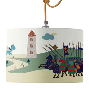 Knights at Dragon Castle Lamp Shade - Mustard and Gray Ltd