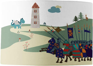 Knights at Dragon Castle Lamp Shade - Mustard and Gray Ltd