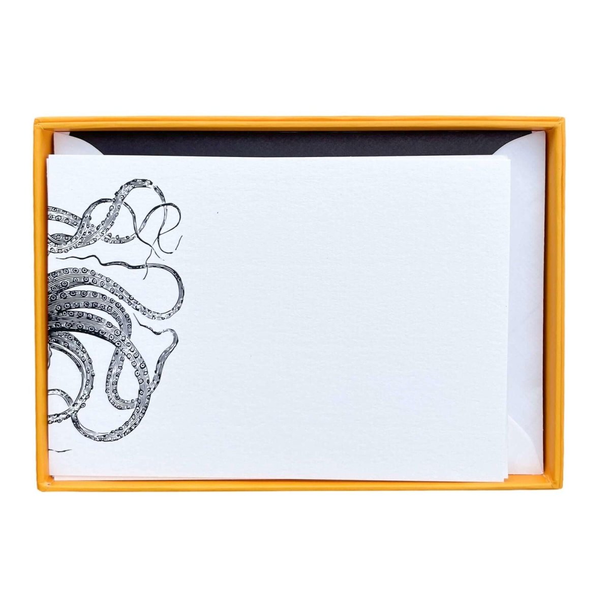 Kraken Can Can Notecard Set with Lined Envelopes - Mustard and Gray Ltd