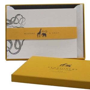 Kraken Can Can Notecard Set with Lined Envelopes - Mustard and Gray Ltd