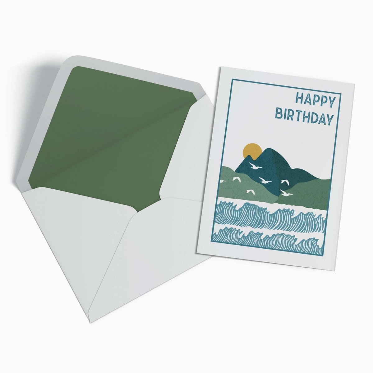 Over the Bay and Far Away Birthday Card - Mustard and Gray Ltd